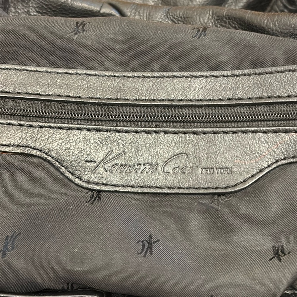 Kenneth Cole Big Black Pebbled Leather Studded